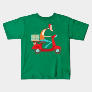 Pizza Delivery Scooter Boy Kids T-Shirt